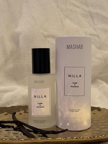 NILLA by MASHAB - All-Natural Vanilla & Rosewood Luxury Nonalcohol Linen & Room Spray | Aromatic Mist | Premium Glass Bottle (100 mL) Gift for Birthday Anniversary Mothers Day in Kuwait