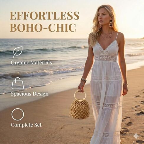 5 PCS Mini Straw Clutch Purse with Rattan Earrings Necklace Bracelet, Boho Woven Bucket Handbag for Women Beach Bag for Vacation Travel in Kuwait