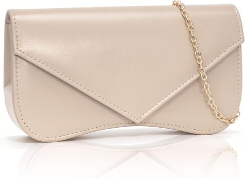 Nude Clutch Purses for Women, Vegan Leather Evening Bag with Removable Chain, Chic Envelope Crossbody Prom Clutch with Curved Bottom, Trendy Women's Handbags for Wedding Party Cocktail in Saudi Arabia
