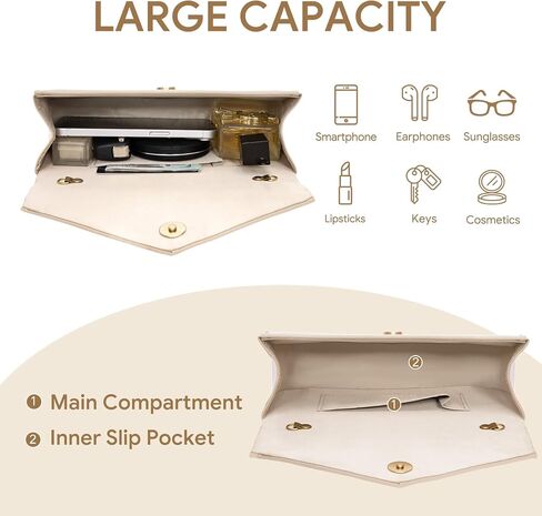 Nude Clutch Purses for Women, Vegan Leather Evening Bag with Removable Chain, Chic Envelope Crossbody Prom Clutch with Curved Bottom, Trendy Women's Handbags for Wedding Party Cocktail in Saudi Arabia