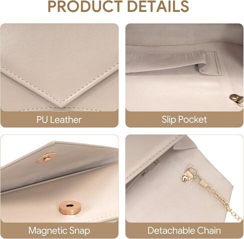 Nude Clutch Purses for Women, Vegan Leather Evening Bag with Removable Chain, Chic Envelope Crossbody Prom Clutch with Curved Bottom, Trendy Women's Handbags for Wedding Party Cocktail in Saudi Arabia