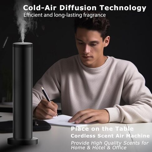 2026 Upgraded Cordless Rechargeable Diffuser - Hotel Scent Diffuser for Whole House- Scent Air Machine -App Bluetooth Control - Waterless Essential Oil Diffuser for Large Room, Studio Office - Black in Saudi Arabia