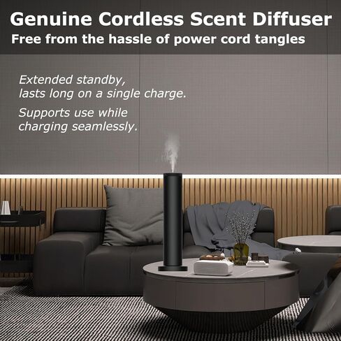 2026 Upgraded Cordless Rechargeable Diffuser - Hotel Scent Diffuser for Whole House- Scent Air Machine -App Bluetooth Control - Waterless Essential Oil Diffuser for Large Room, Studio Office - Black in Saudi Arabia