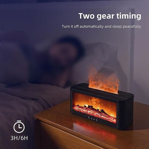 250ML Fireplace Flame Aroma Diffuser, Simulated Fire Effect Essential Oil Diffuser Humidifier with 9 Colors Changing LED Lights, 3H/6H Auto Shut-Off Timer, for Home Bedroom Office, Black in Saudi Arabia