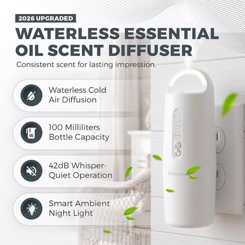Pulse, Plug in Waterless Scent Diffuser Starter Kit. Ritz, Baccarat Oil Included. 1000 sq ft Coverage. Cold Air, Waterless, Touch Panel Controls and Bluetooth, Aromatherapy for Home. in Saudi Arabia