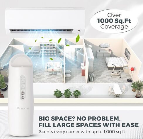 Pulse, Plug in Waterless Scent Diffuser Starter Kit. Ritz, Baccarat Oil Included. 1000 sq ft Coverage. Cold Air, Waterless, Touch Panel Controls and Bluetooth, Aromatherapy for Home. in Saudi Arabia