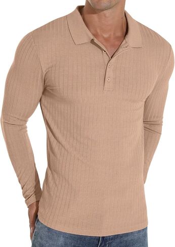 Askdeer Men's Polo Shirts Long/Short Sleeve Slim Fit Casual Shirts Classic Stretch Polo T Shirt Golf Shirts in Saudi Arabia