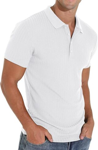 Askdeer Men's Polo Shirts Long/Short Sleeve Slim Fit Casual Shirts Classic Stretch Polo T Shirt Golf Shirts in Saudi Arabia