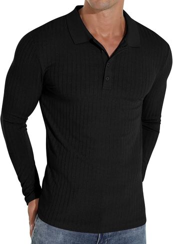 Askdeer Men's Polo Shirts Long/Short Sleeve Slim Fit Casual Shirts Classic Stretch Polo T Shirt Golf Shirts in Saudi Arabia