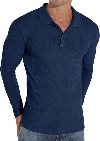 Askdeer Men's Polo Shirts Long/Short Sleeve Slim Fit Casual Shirts Classic Stretch Polo T Shirt Golf Shirts in Saudi Arabia