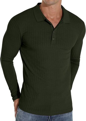 Askdeer Men's Polo Shirts Long/Short Sleeve Slim Fit Casual Shirts Classic Stretch Polo T Shirt Golf Shirts in Saudi Arabia