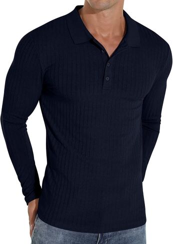 Askdeer Men's Polo Shirts Long/Short Sleeve Slim Fit Casual Shirts Classic Stretch Polo T Shirt Golf Shirts in Saudi Arabia