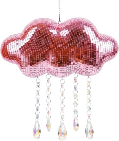 Disco Ball 8 in Mirror Ball with Silver Chain and Boho Net Pouch, Cool Silver Colorful Disco Ball Decor, Hanging Party Disco Decor for Wedding Decoration, Home Decor (Gradient Green, 8 inch) in Saudi Arabia