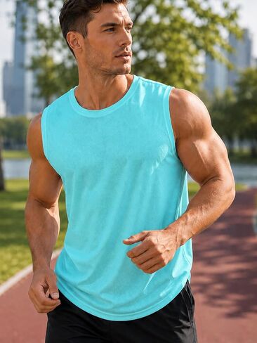 Men's Sleeveless Shirts Sommer Quick Dry Tank Tops for Men Sun Athletic Gym Workout Shirts Dry Fit Swim Tankshirt in Kuwait