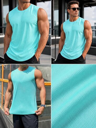Men's Sleeveless Shirts Sommer Quick Dry Tank Tops for Men Sun Athletic Gym Workout Shirts Dry Fit Swim Tankshirt in Kuwait