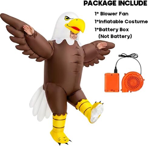 JUROSAICA Inflatable Bald Eagle Costume Adult Blow Up 4th of July Patriotic Mascot in Saudi Arabia