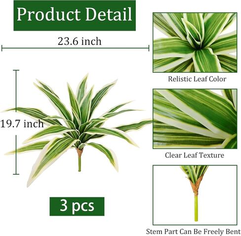 3Pcs Fake Ferns, Faux Outdoor Plants UV Resistant,3D Real Touch Fake Plants Total 60 Blades,Weatherproof Artificial Plants Outdoor Indoor for Garden Porch Home Office Decor in Saudi Arabia