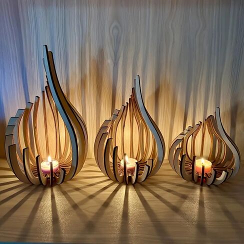 3pcs for Lotus Shape Tea Light Holder, Bohemian Style Candle Base for Home Decor, Unique DIY Art Craft Desktop/Bedside Decoration Gift for Mother's Day, Father's Day, Parties(Candle Not Included) in Kuwait
