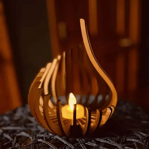 3pcs for Lotus Shape Tea Light Holder, Bohemian Style Candle Base for Home Decor, Unique DIY Art Craft Desktop/Bedside Decoration Gift for Mother's Day, Father's Day, Parties(Candle Not Included) in Kuwait
