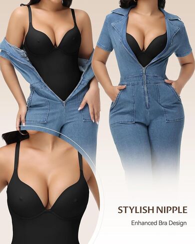 SHAPESHE Womens Shapewear Bodysuit Built In Bra Body Shaper Tummy Control Low Back in Saudi Arabia