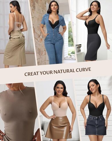 SHAPESHE Womens Shapewear Bodysuit Built In Bra Body Shaper Tummy Control Low Back in Saudi Arabia