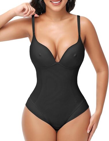 SHAPESHE Womens Shapewear Bodysuit Built In Bra Body Shaper Tummy Control Low Back in Saudi Arabia