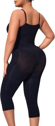 Tummy Control Bodysuits Full Body Suit Shapewear One Piece Capri Jumpsuits for Women Body Shaper (Black, Large) in Saudi Arabia