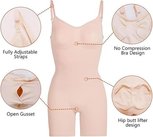 Shapewear Bodysuit for Women Tummy Control - Body Shaper Thong Built-In Bra - Seamless Compression Open Crotch to 4XL in Kuwait
