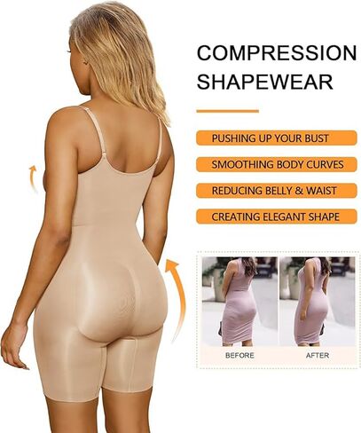 Shapewear Bodysuit for Women Tummy Control - Body Shaper Thong Built-In Bra - Seamless Compression Open Crotch to 4XL in Kuwait