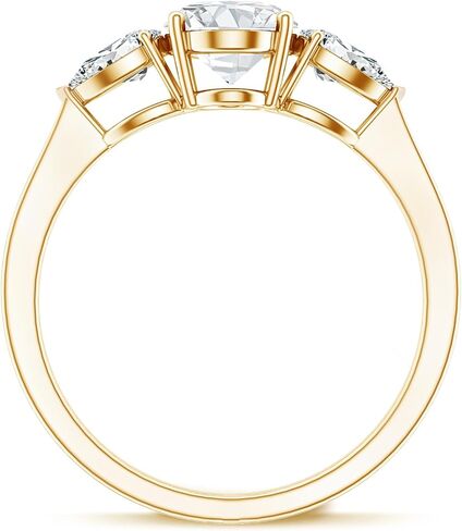 خاتم خطوبة من 3 أحجار من الألماس المعتمد من Lab Grown Diamond، جودة Ef-Vs، خاتم ألماس بيضاوي وكمثرى للنساء (مثالي للهدايا) in Kuwait