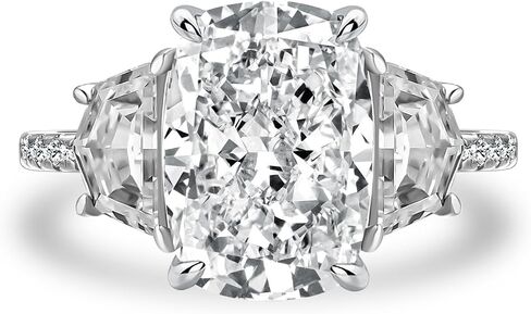 Maxinejewelry 6.0 Carats Three Stone Cushion Cut Engagement Ring for Women, 925 Sterling Silver 5A Cubic Zirconia Ring with 18K White Gold Plated in Saudi Arabia