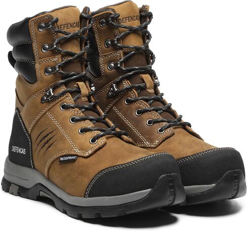 Men’s 6'' & 8'' Waterproof Work Boots Soft Toe & Composite Toe, Crazy Horse Leather Safety Boots, Slip Resistant Industrial Construction Boots, Durable Outdoor Work Footwear D61208-D61308F-D81209 in Saudi Arabia
