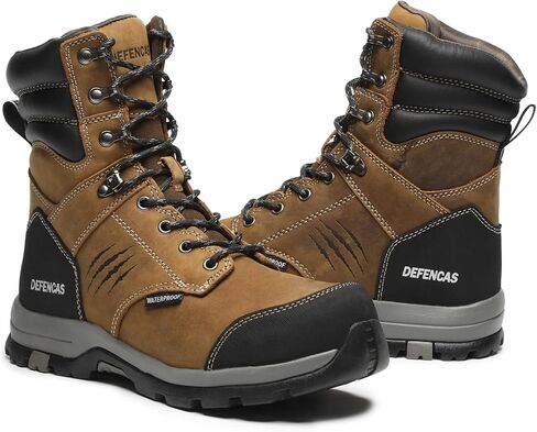 Men’s 6'' & 8'' Waterproof Work Boots Soft Toe & Composite Toe, Crazy Horse Leather Safety Boots, Slip Resistant Industrial Construction Boots, Durable Outdoor Work Footwear D61208-D61308F-D81209 in Saudi Arabia
