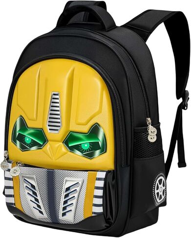 Kids Backpack for Boys Ages 3D Mecha Cartoon School Bookbag for Kindergarten Elementary Durable Waterproof Backpack with Adjustable Straps Interactive LED Light Up Gift for School & Day Trip in Saudi Arabia