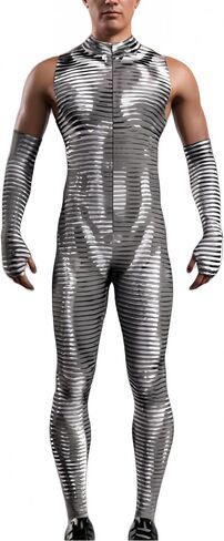 Men's Halloween Festival Bodysuit Costume Muscle Bodybuilder Cosplay Full Body Suit 3D Jumpsuit Outfit Catsuit in Kuwait
