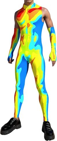 Men's Halloween Festival Bodysuit Costume Muscle Bodybuilder Cosplay Full Body Suit 3D Jumpsuit Outfit Catsuit in Saudi Arabia