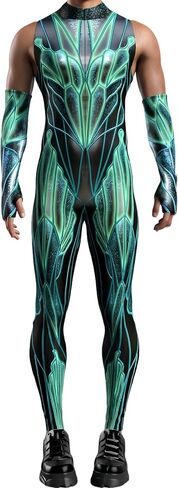 Men's Halloween Festival Bodysuit Costume Muscle Bodybuilder Cosplay Full Body Suit 3D Jumpsuit Outfit Catsuit in Kuwait