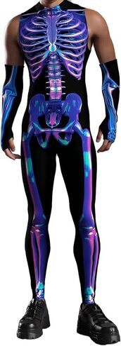Men's Halloween Festival Bodysuit Costume Muscle Bodybuilder Cosplay Full Body Suit 3D Jumpsuit Outfit Catsuit in Kuwait
