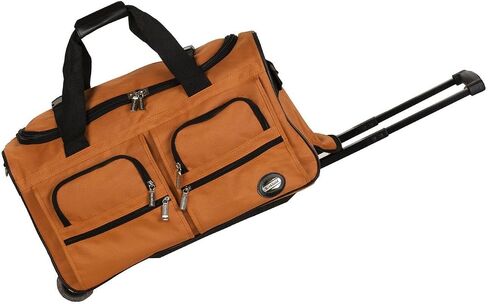 HomeStock City Sleek 22" Rolling Duffle Bag, Lightweight, Durable Travel Luggage with Wheels, 22" L x 12" W x 11" H, Stylish & Easy to Maneuver Orange in Kuwait