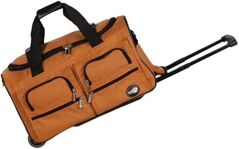 HomeStock City Sleek 22" Rolling Duffle Bag, Lightweight, Durable Travel Luggage with Wheels, 22" L x 12" W x 11" H, Stylish & Easy to Maneuver Orange in Kuwait