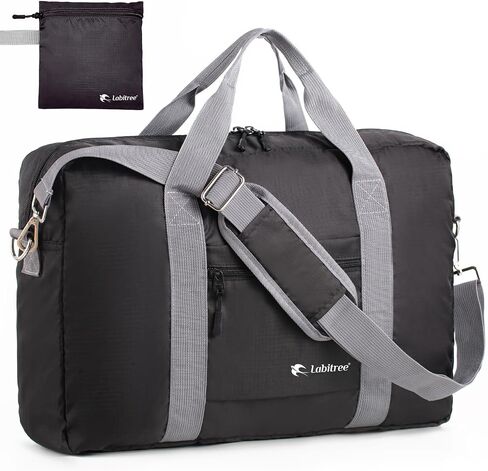 For Frontier Airlines Personal Item Travel Bag 18 x 14 x 8 Inches, Foldable Under Seat Duffel Bags for Spirit Airplane 14 x 18 x 8 Inches, Minimalist Overnight Bag for Women or Men Air Travel [Black] in Saudi Arabia