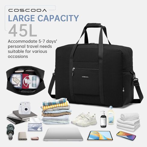 Carry On Luggage 22x14x9 Airline Approved,Lightweight Duffle Bag for Travel, Waterproof Weekender Overnight Bags for Traveling Airplane for Women and Men 40L in Saudi Arabia