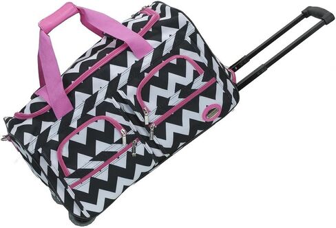 HomeStock City Sleek 22" Rolling Duffle Bag, Lightweight, Durable Travel Luggage with Wheels, 22" L x 12" W x 11" H, Stylish & Easy to Maneuver Orange in Kuwait