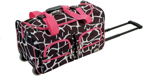 HomeStock City Sleek 22" Rolling Duffle Bag, Lightweight, Durable Travel Luggage with Wheels, 22" L x 12" W x 11" H, Stylish & Easy to Maneuver Orange in Kuwait