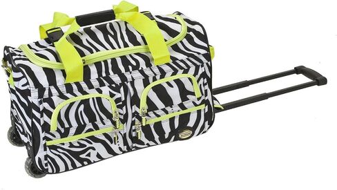 HomeStock City Sleek 22" Rolling Duffle Bag, Lightweight, Durable Travel Luggage with Wheels, 22" L x 12" W x 11" H, Stylish & Easy to Maneuver Orange in Kuwait