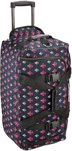 HomeStock City Sleek 22" Rolling Duffle Bag, Lightweight, Durable Travel Luggage with Wheels, 22" L x 12" W x 11" H, Stylish & Easy to Maneuver Orange in Kuwait