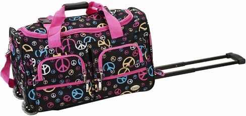 HomeStock City Sleek 22" Rolling Duffle Bag, Lightweight, Durable Travel Luggage with Wheels, 22" L x 12" W x 11" H, Stylish & Easy to Maneuver Orange in Kuwait