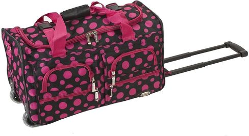 HomeStock City Sleek 22" Rolling Duffle Bag, Lightweight, Durable Travel Luggage with Wheels, 22" L x 12" W x 11" H, Stylish & Easy to Maneuver Orange in Kuwait