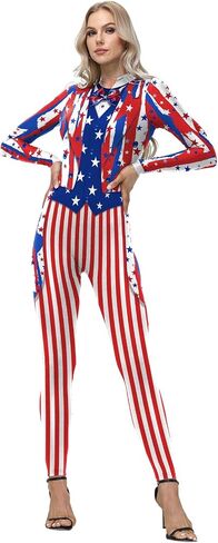 American Flag Bodysuit for Adults 4th of July Jumpsuit Long Sleeve Costume for Party Patriotic Theme Outfit in Saudi Arabia