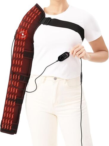 Shoulder Arm Massage Heating Pad for Pain Relief, Ultra Long Heated Elbow Heating Pad with 3 Vibration and Heat Settings, Heated Shoulder Wrap for Frozen Shoulder in Saudi Arabia